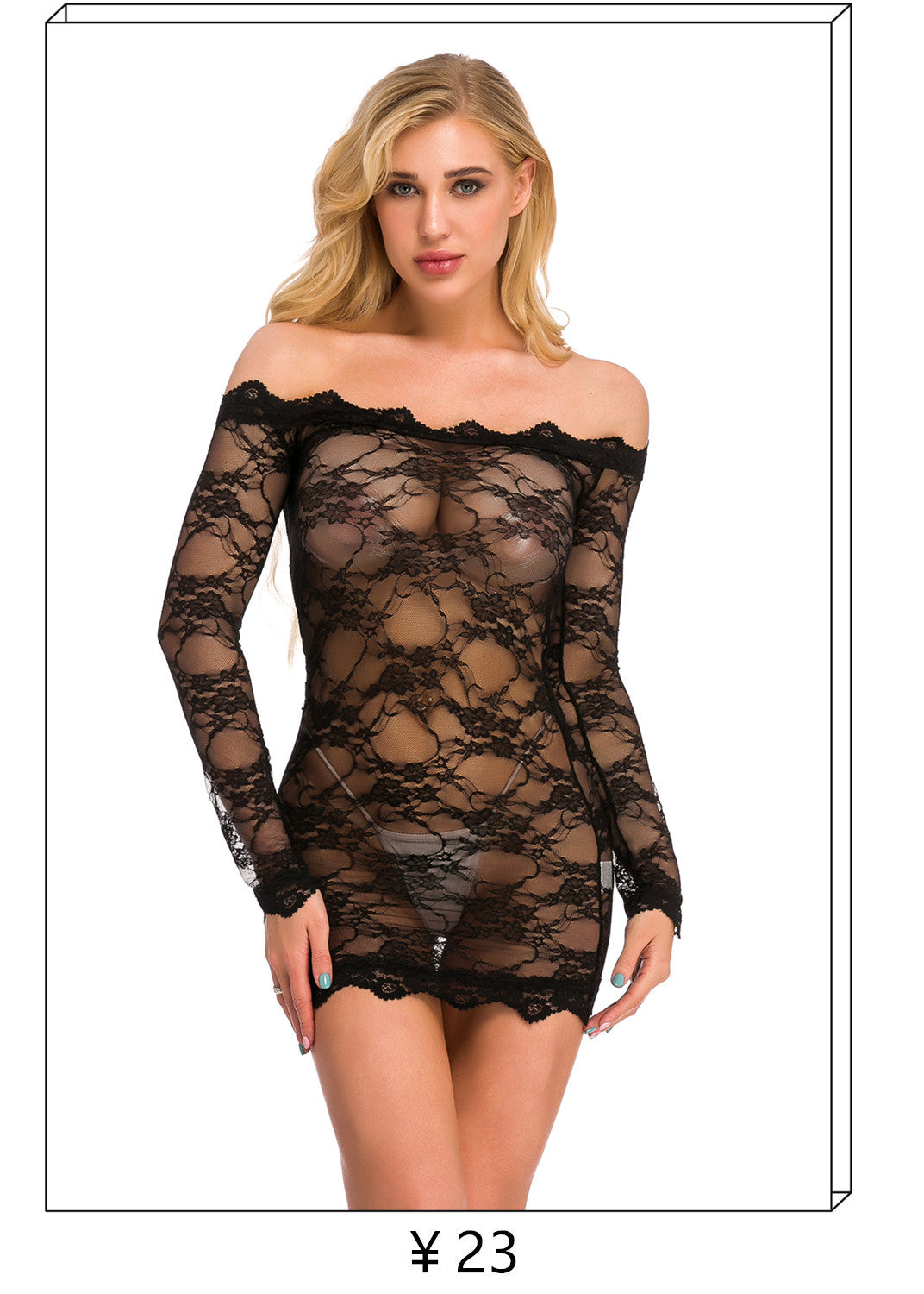 Autumn New Cross-Border Sexy Lingerie Temptation Mesh Nightdress Lace Transparent Women's Long Dress Homewear