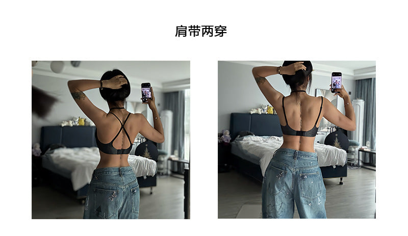 French Style Sexy Lingerie Summer Thin Halter Neck Lace Bra Vest Style Large Bust Minimizer Plus Size Bra