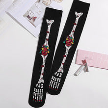 European and American Plus Size New Halloween Women's Clothing Rose Print Skull Jumpsuit Printed Slim Fit Thin Base Pants