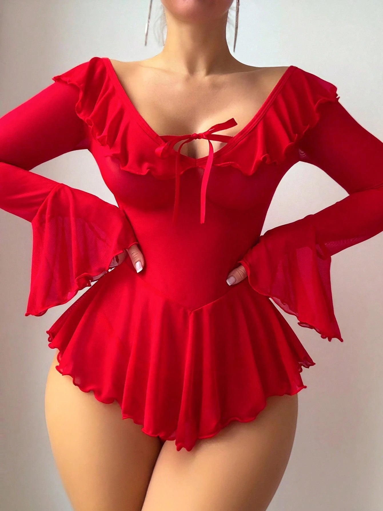 Cross-Border Foreign Trade European and American Sexy See-Through Mesh Dress Temptation Off-Shoulder Pure Desire Style Uniform Sexy Lingerie