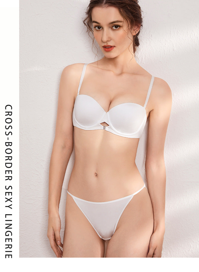 Cross-Border Sexy Seamless Underwear Glossy Strapless Anti-Slip Soft Steel Ring Bra Big Chest Makes You Look Smaller Plus Size Underwear Bra