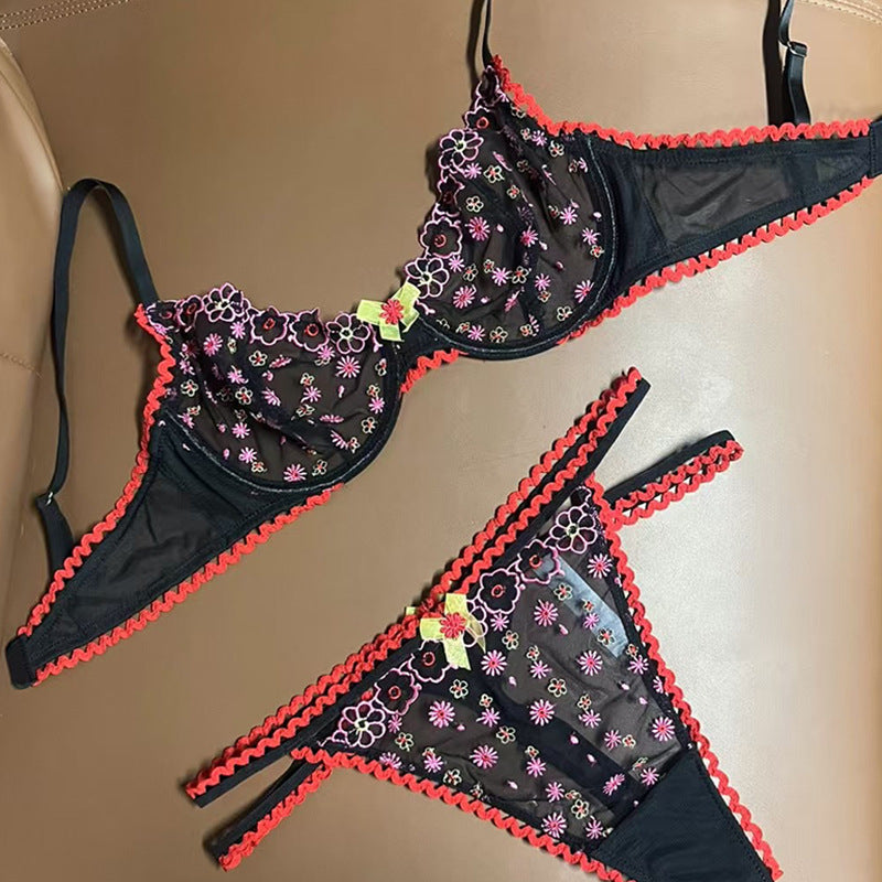 Cross-Border AliExpress Sexy Lingerie French Ultra-Thin Embroidered Lace Bra Large Bust Minimizer Plus Size Bra