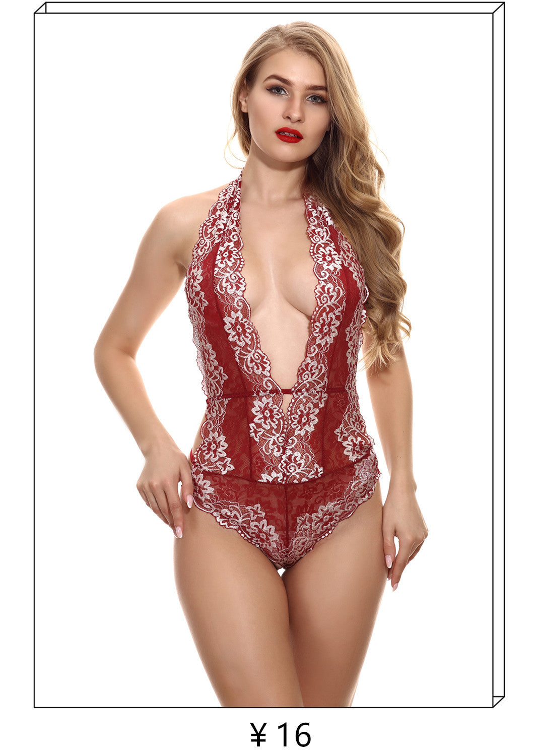 Cross-Border E-commerce Amazon PlusSize V Collared Nightdress Satin Nightdress Lace Chemise Russian Source Lingerie