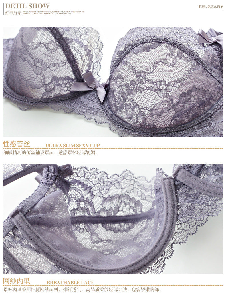 Manufacturer Wholesale Dropshipping Lace Ultra-thin Transparent Women's Bra Set Sexy Bra Breathable Underwear Set