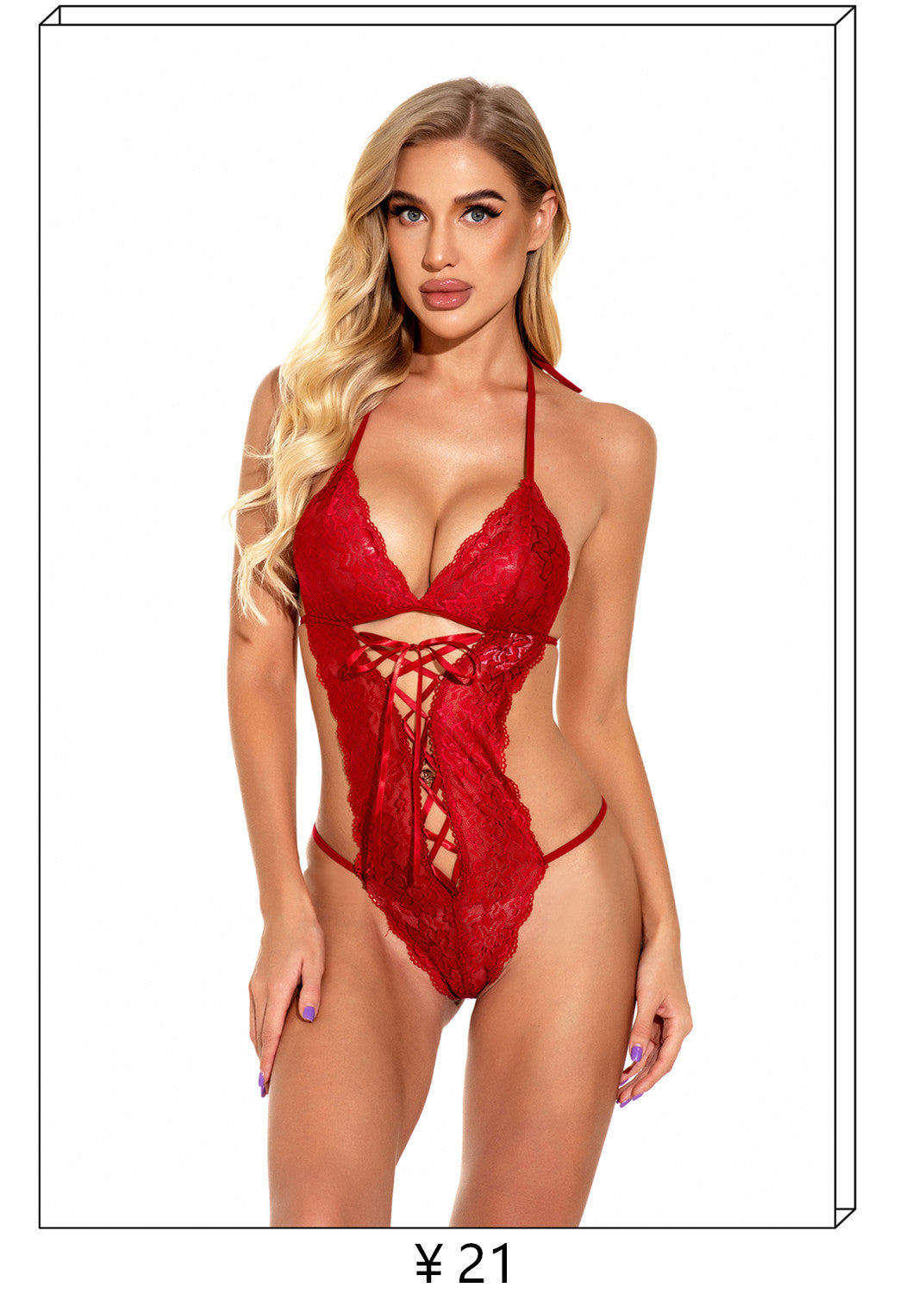Foreign Trade Amazon Source Plus Size Sexy Lingerie Chemise Lace Strap Nightdress See-through Tight-fitting Erotic Flirting