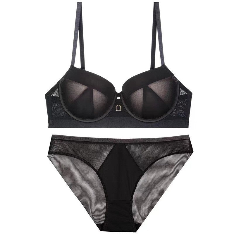 European and American Cross-Border Sexy Lingerie Seamless Half-Cup Small Chest Push-Up Bra Anti-Sagging Side Breast Collection Lift Bra Set