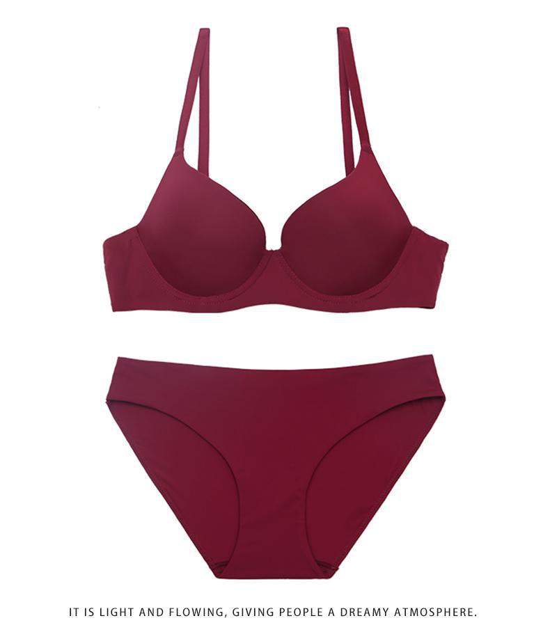 Cross-Border Sexy Seamless Underwear Thin Front Closure Soft Underwire Bra Small Chest Push-Up Anti-Sagging Underwear Set