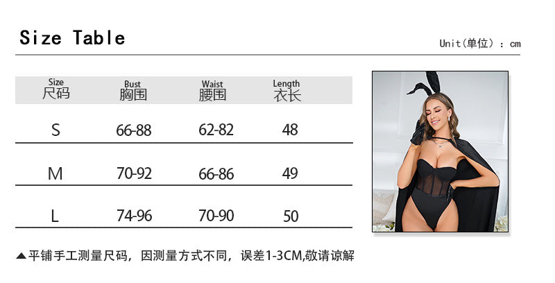 European and American Cross-Border Party Bunny Girl Underwire Push-Up Boned Slim Fit See-Through Sexy Bodysuit Four-Piece Set In Stock