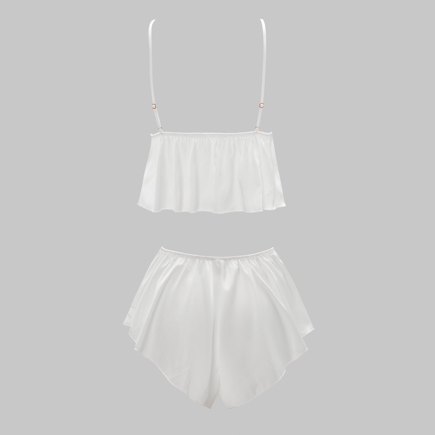 Foreign Trade Cross-Border Sexy Satin Nightdress Summer Thin Style V Comfortable Lace Pajama Set with Camisole and Shorts