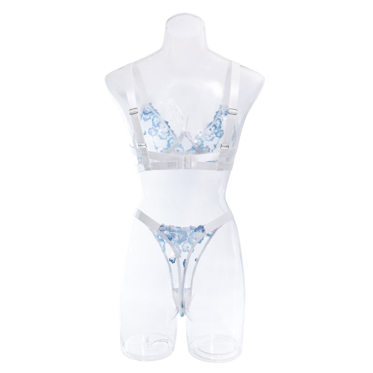 Foreign Trade Cross-Border Sexy Lingerie Big Bust Minimizer Push-Up Pure Girl Embroidered Flowers Comfortable Erotic Lingerie Set