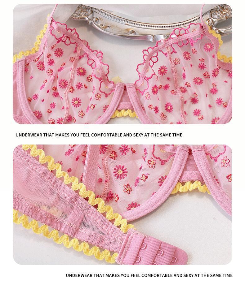 Cross-Border AliExpress Sexy Lingerie French Ultra-Thin Embroidered Lace Bra Large Bust Minimizer Plus Size Bra