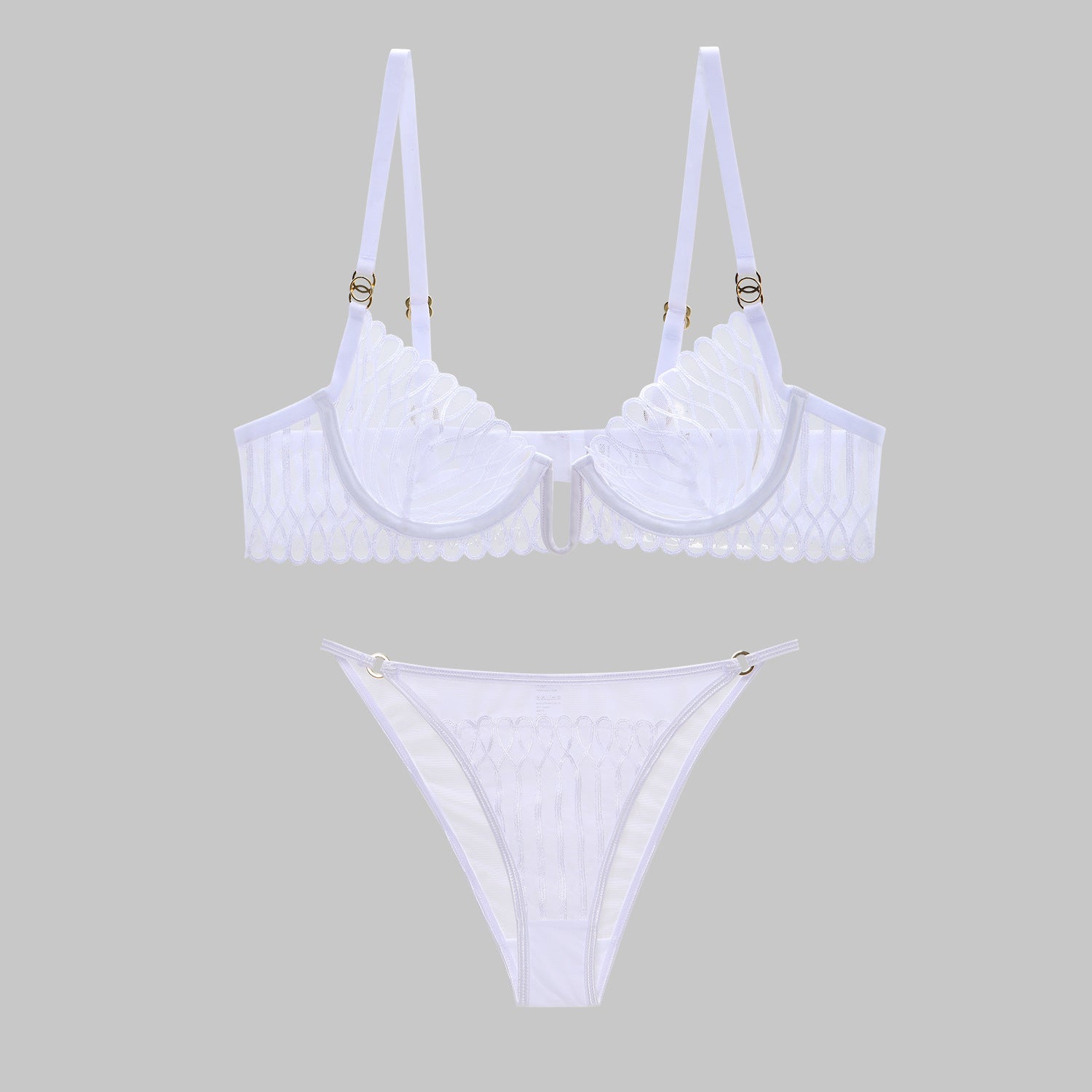 European and American French Style Lingerie for Women, Ultra-Thin and Deep U Shell-Shaped Embroidery Large Bust Minimizing Anti-Sagging Sexy Set Bra