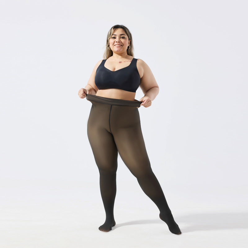 One-line Crotch Dyed Black Sheer Pantyhose European and American Cross-border E-commerce Amazon TK Plus Size Transparent Base Layer Leggings