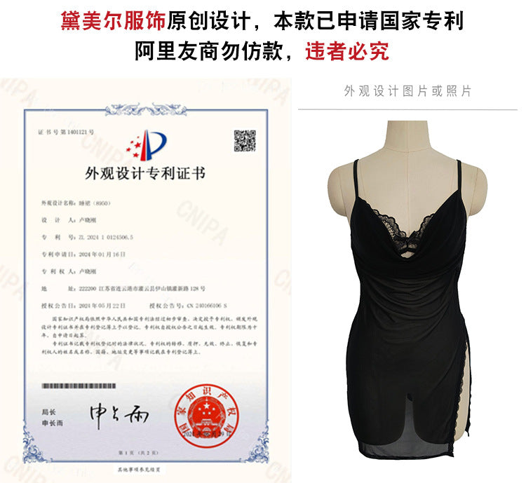 Yiyue Original Sexy Lingerie Sexy Strap Lace Temptation Nightdress Hot See-through Pajamas Bed Battle Robe8950