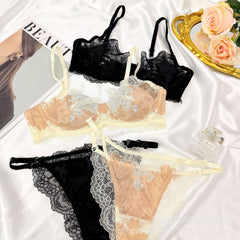 Amazon Foreign Trade Sexy Lingerie Women's Lace Ultra-thin See-through Large Bust Minimizer Push-up Sexy Set Wholesale