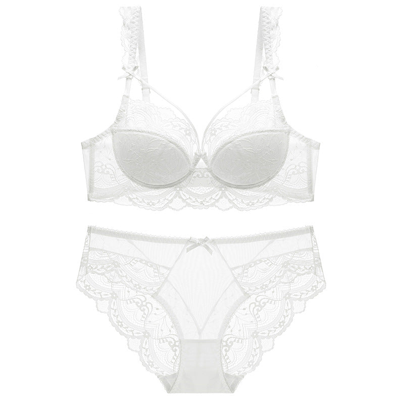 Women's Underwear Large Bust Minimizer Bra Set Sexy Lace Thin Bra Bra