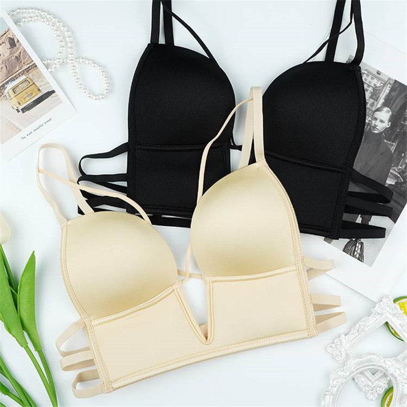 Cross-border Hot-Selling Summer New Style V Seamless Bra Women Sexy Back Fashion European and American Ladies Thin Underwear Bra