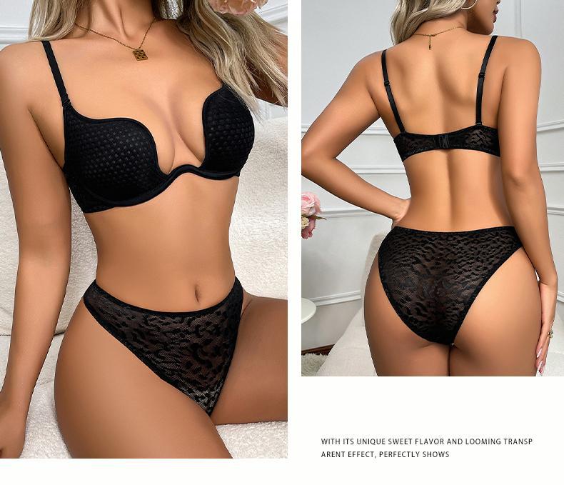 Sexy Lingerie U Leopard Print Backless Push-Up Bra for Large Busts, Minimizing and Anti-Sagging, Large Size Bra