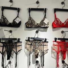 Sexy Mesh Lingerie Ultra-Thin See-Through Leopard Print Underwire Large Bust Minimizer Bra Garter Belt Three-Piece Bra Set