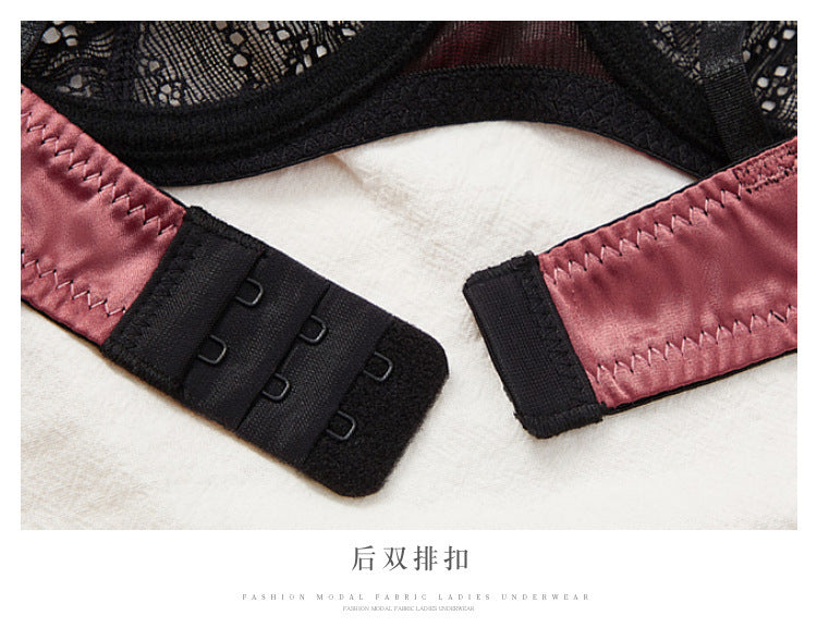 European and American Cross-Border Hot-Selling Sexy Lace Bra for Women, Tempting Large Bust, Minimizing, with Straps T Sexy Lingerie Set