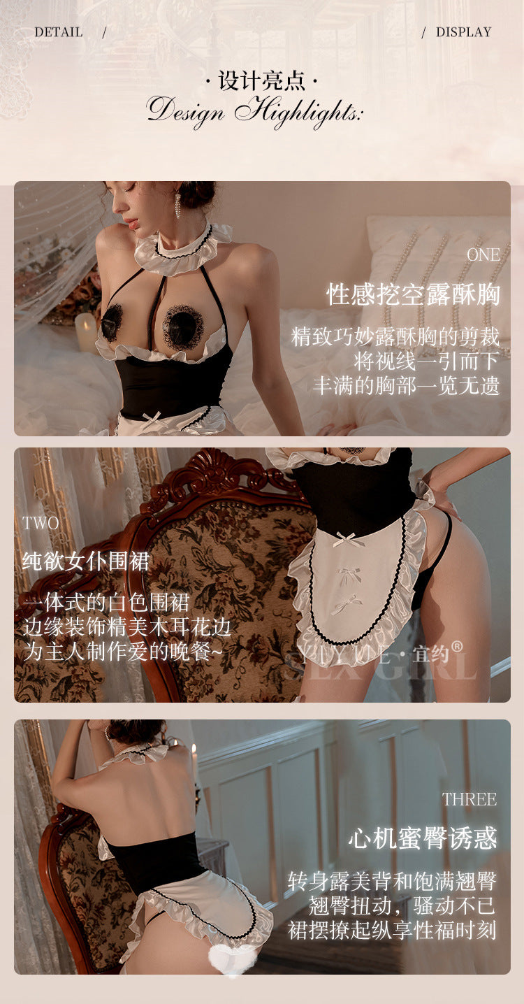 Yiyue Sexy Lingerie Hot Maid Plus Size Uniform Temptation Set Hot Girl Maid Battle Robe Pajamas1033