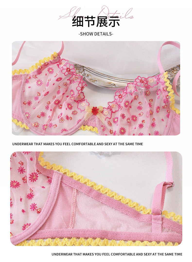 Cross-Border AliExpress Sexy Lingerie French Ultra-Thin Embroidered Lace Bra Large Bust Minimizer Plus Size Bra