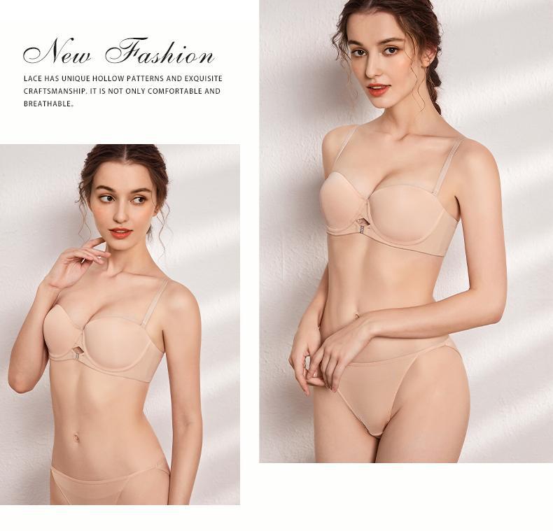 Cross-Border Sexy Seamless Underwear Glossy Strapless Anti-Slip Soft Steel Ring Bra Big Chest Makes You Look Smaller Plus Size Underwear Bra