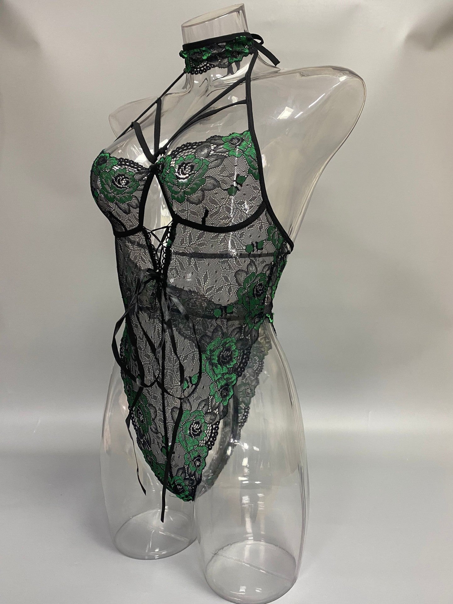 Women's Sexy Lingerie plus Size One-piece lace deep V Tights European and American Cross-Border AliExpress eBay Source of Goods