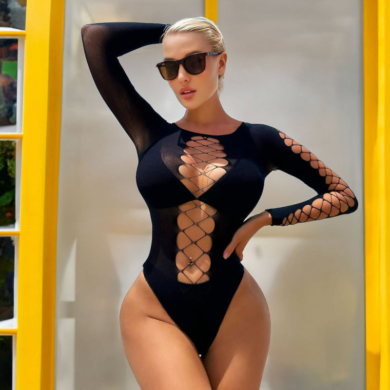 Sexy Open-Crotch Hollow Bikini Lingerie Set with Adjustable Straps