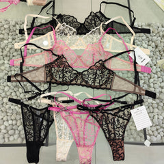 Cross-Border Sexy Lingerie French Style Thin Transparent Embroidered Lace Bra Large Bust Minimizer Plus Size Erotic Lingerie Set