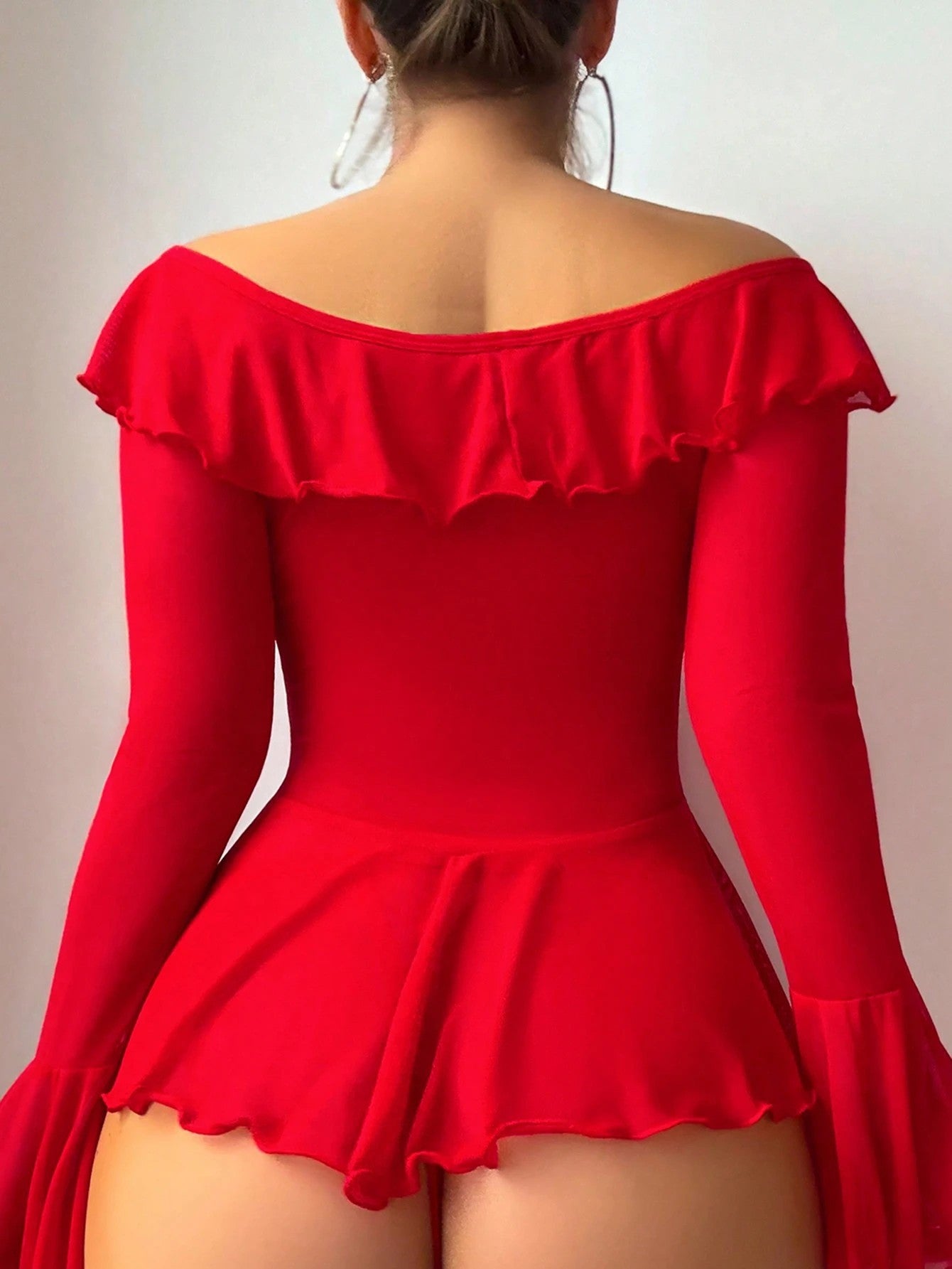 Cross-Border Foreign Trade European and American Sexy See-Through Mesh Dress Temptation Off-Shoulder Pure Desire Style Uniform Sexy Lingerie