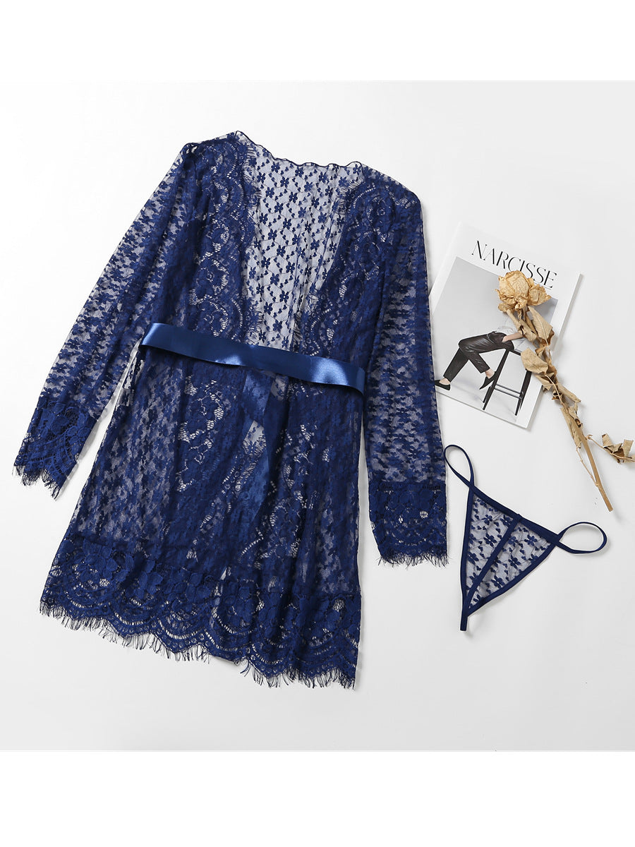 Women's Autumn New European and American Style Sexy Lace Long Sleeve Pajamas Temptation Lingerie In Stock