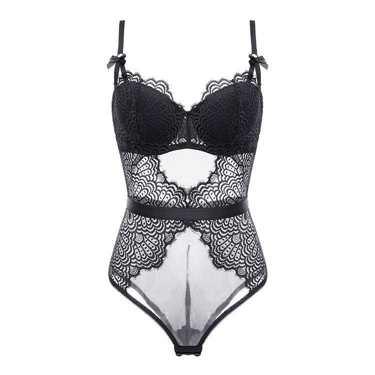 Cross-Border Small Chest Push-Up Breathable Shaping Bodysuit with Bra Sexy Lace Women's Underwear