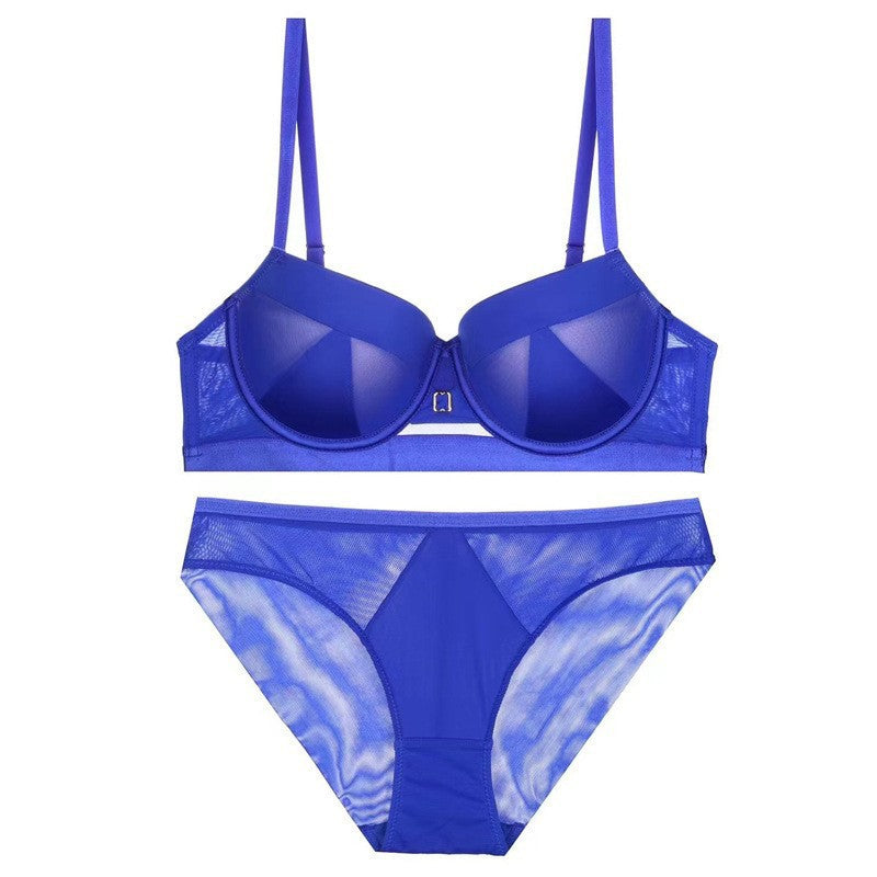European and American Cross-Border Sexy Lingerie Seamless Half-Cup Small Chest Push-Up Bra Anti-Sagging Side Breast Collection Lift Bra Set