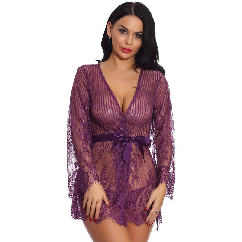 New European and American Style Sexy Lingerie Foreign Trade Amazon Supply Sexy Home Sleepwear Bathrobe Direct from Manufacturer