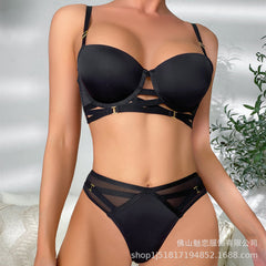 Cross-Border European and American Sexy Lingerie for Women, Cross-Strap Seamless Bra, Large Bust Minimizer, Anti-Sagging Bra Set