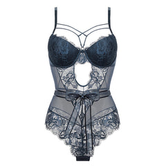 French Style Sexy Bodysuit Temptation Bow Transparent Lace European and American Tight Sexy Jumpsuit