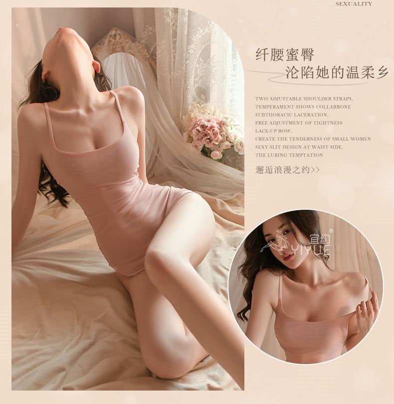 Yiyue Sexy Lingerie Sexy Strap Nightdress Hot See-through Thin No-take-off Pajamas Passion Small Chest Uniform8679