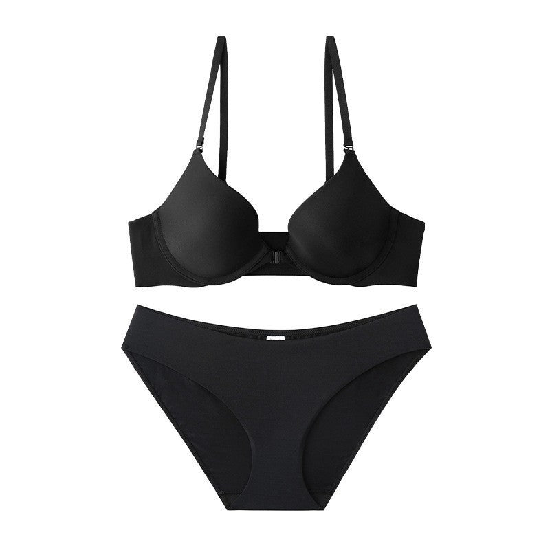 Cross-Border Sexy Seamless Underwear Thin Front Closure Soft Underwire Bra Small Chest Push-Up Anti-Sagging Underwear Set