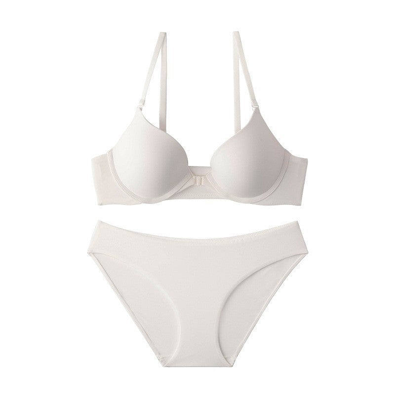 Cross-Border Sexy Seamless Underwear Thin Front Closure Soft Underwire Bra Small Chest Push-Up Anti-Sagging Underwear Set