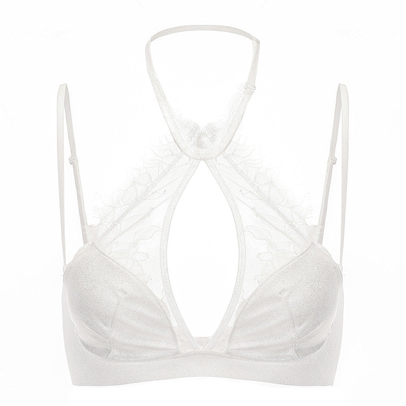French Style Sexy Lingerie Summer Thin Halter Neck Lace Bra Vest Style Large Bust Minimizer Plus Size Bra