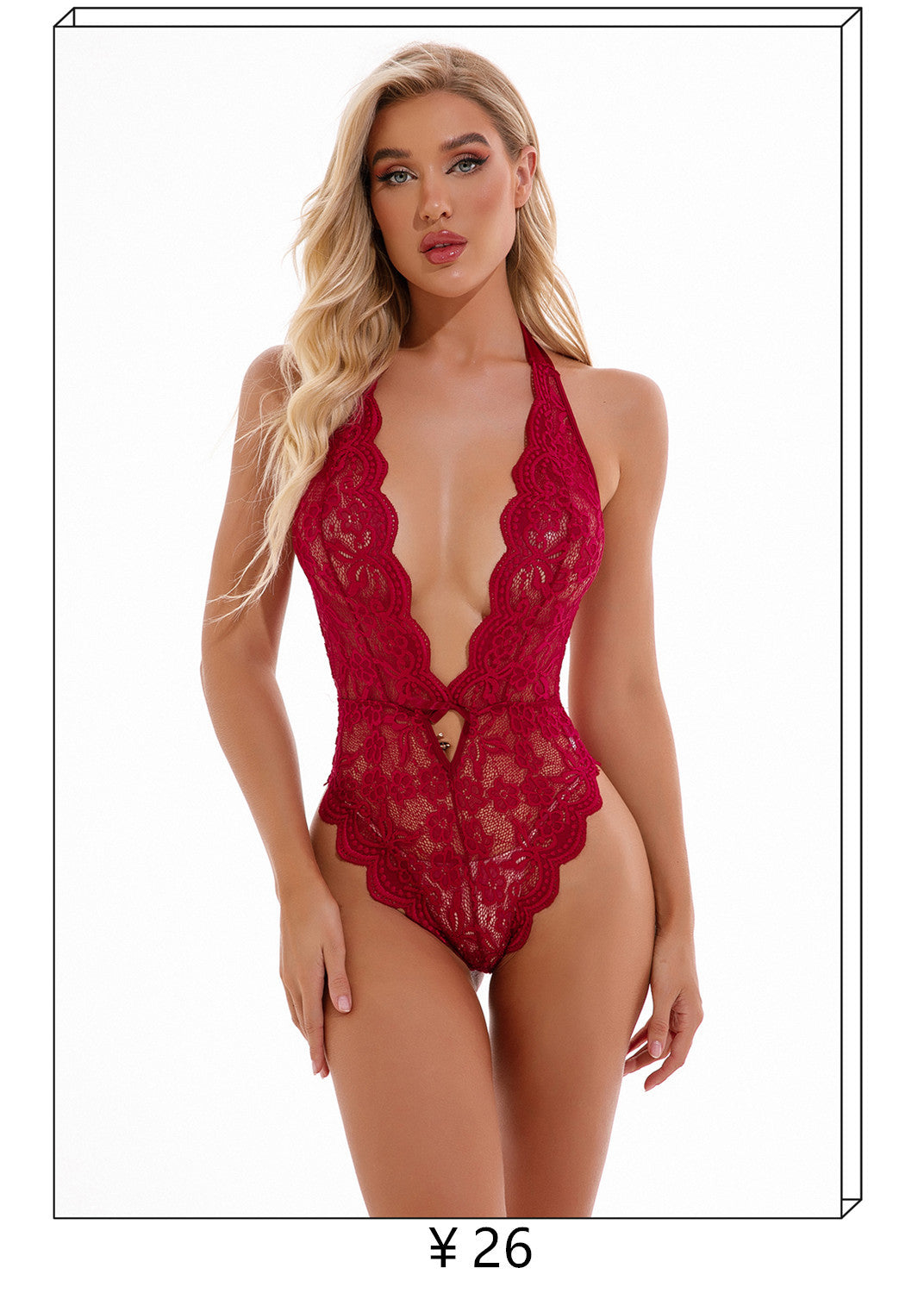 Women's Sexy Lingerie plus Size One-piece lace deep V Tights European and American Cross-Border AliExpress eBay Source of Goods