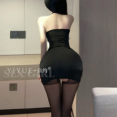 Yiyue Sexy Lingerie Pure Desire Bodycon Dress Halter Neck Hot Secretary OL No-Need-to-Remove Uniform Temptation Pajamas8915