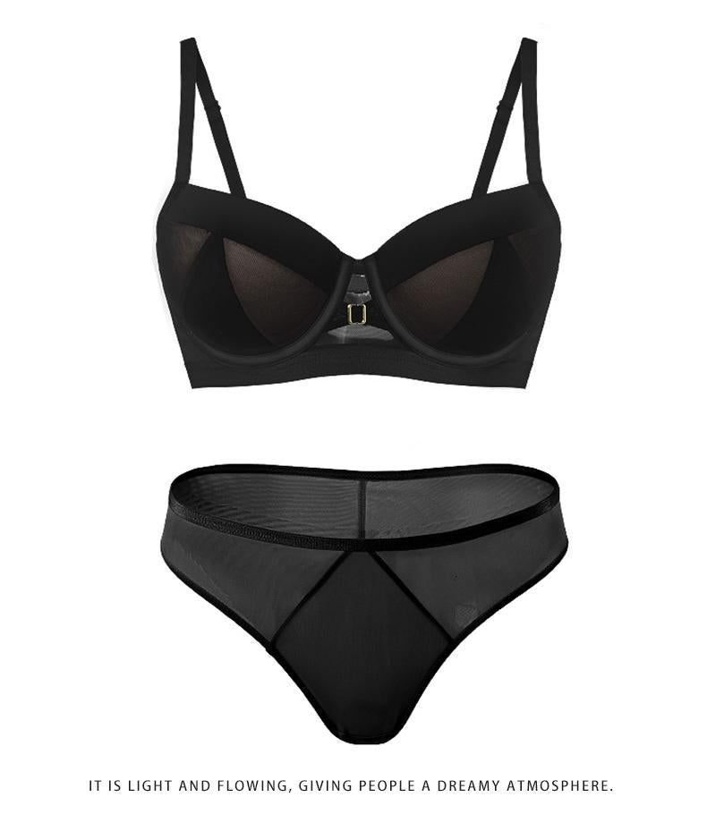 European and American Cross-Border Sexy Lingerie Seamless Half-Cup Small Chest Push-Up Bra Anti-Sagging Side Breast Collection Lift Bra Set