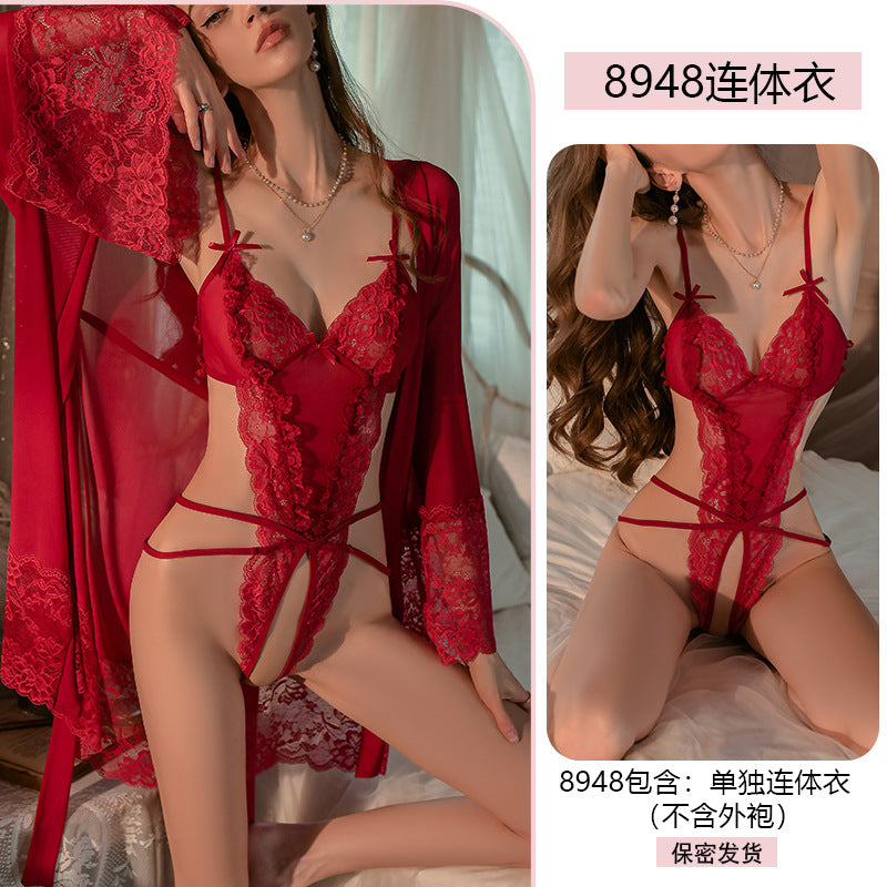 Yiyue Original Sexy Lingerie Sexy Bodysuit Women Lace Temptation Pajamas No Need to Take Off Bed Battle Robe Set8948