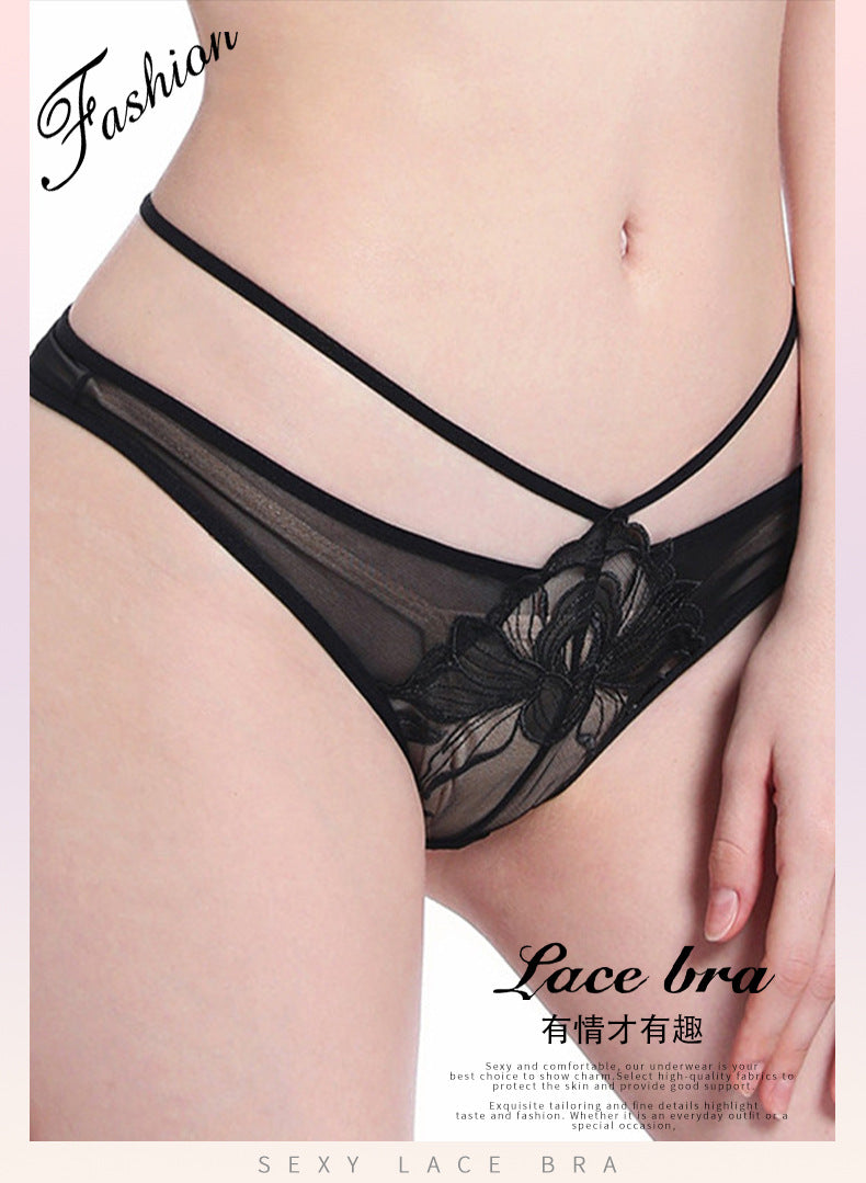 European and American Cross-Border Sexy Women's Panties Thin Breathable Embroidered Lace Panties Hip-Lifting Low Waist Plus Size Panties T Pants
