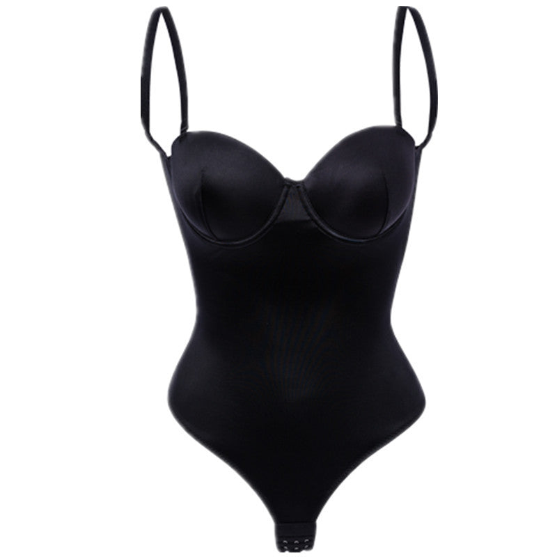 European and American Style Tight-Fitting Bodysuit Deep V Backless Tummy Control Invisible Strap Bra Shapewear Evening Dress Body Shaper