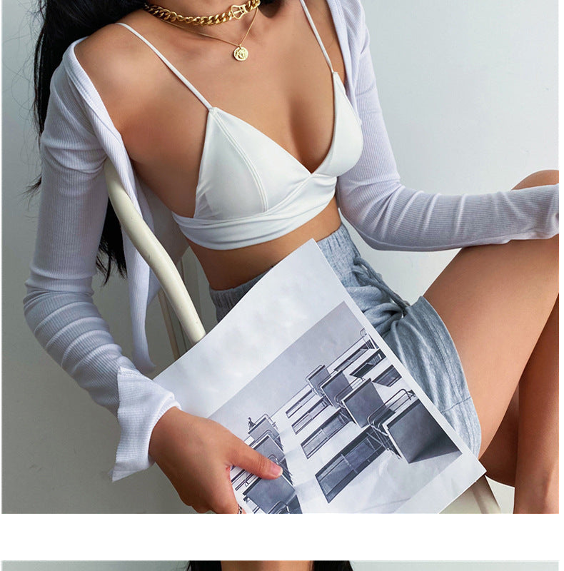 Hot-Selling French Style Sexy Lingerie for Women, Wireless Thin Triangle Cup, Small Chest Push-Up, Smooth Back Bra Wholesale