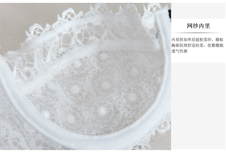 European and American Sexy Bra Set Ultra-thin Semi-transparent Half Cup Lace Bra Small Chest Push-up Anti-sagging Plus Size Bra
