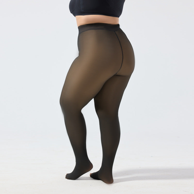One-line Crotch Dyed Black Sheer Pantyhose European and American Cross-border E-commerce Amazon TK Plus Size Transparent Base Layer Leggings